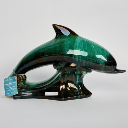 A Large Blue Mountain Pottery Dolphin