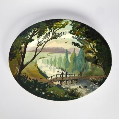 A Folk Art Plate Painted by G Miller 1961
