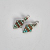 A Pair of Coral, Turquoise and Sterling Silver Earrings
