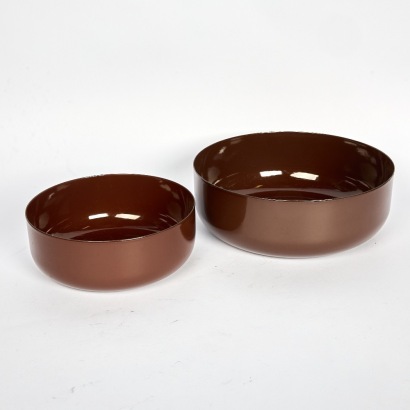 A Pair of Arabia Finland Brown Enamel Bowls