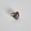 An Art Deco Style Amethyst, Marcasite and Sterling Silver Ring