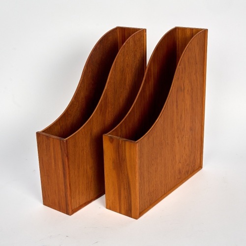 A Pair of Mid-Century Teak File Holders