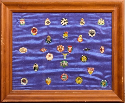 A Framed English Premiership Badge Collection