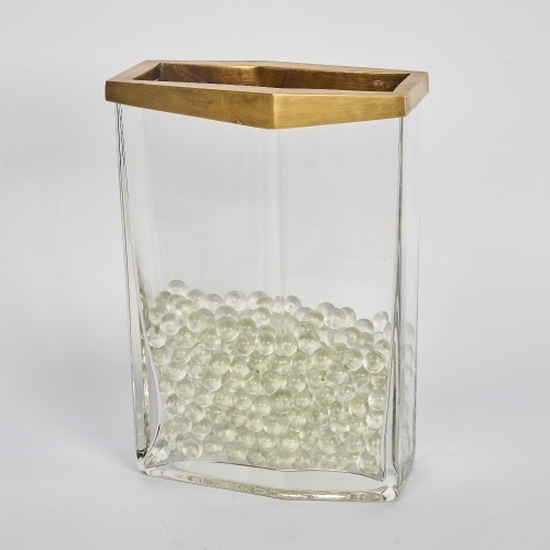 A Post Modernist Glass and Brass Vase