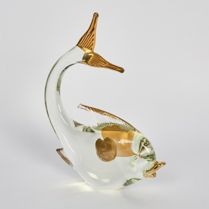 Murano Art Glass Fish Gold Sculpture