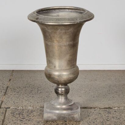 A Large Freestanding Almunium Urn