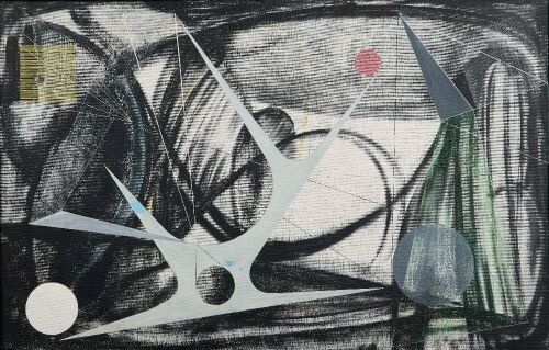MILAN MRKUSICH Painting with Blue shape