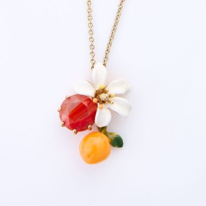 Les N&eacute;r&eacute;ides, Enamel / Crystal Flower and Citrus Pendant (altered chain)