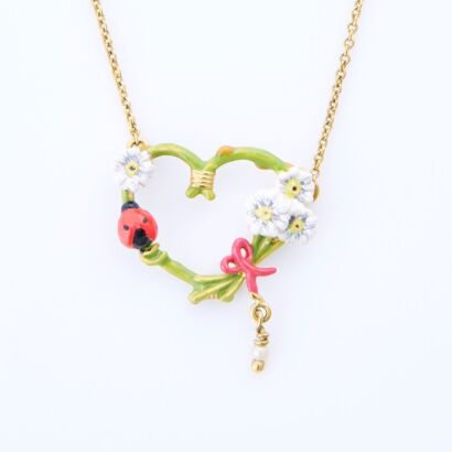 Les N&eacute;r&eacute;ides, Enamel Botanic Pendant Necklace (extended chain)