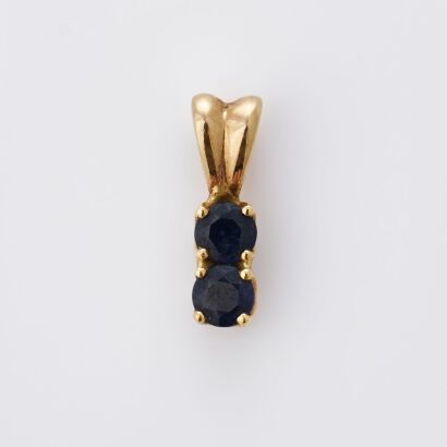 9ct Yellow Gold, Petite, Round Sapphire Pendant