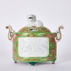 A Chinese 18th Century Early to Mid Qing Dynasty Green-enamelled 'Qilin and Phoenix' Handled Censer with Lion Finial (Mark to Base)