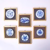 A Group of Six Chinese 17th Century Ming Dynasty Blue and White Plaques