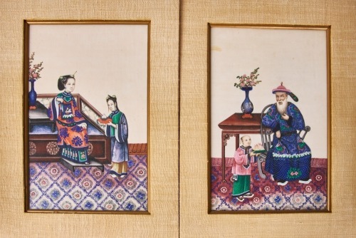 A Set of Two Chinese 19th CenturyQing Dynasty Pith Paper 'Figures' Paintings