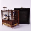 A Chinese 19th Century Qing Dynasty Aged Bamboo Square Bird Cage (With Original Wooden Box) - 4