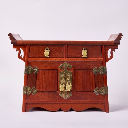 A Chinese Hardwood Alter Table-Shaped Jewellery Box