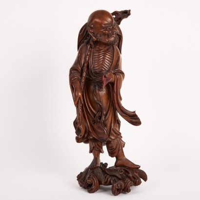 A Chinese 19th Century Qing Dynasty Wooded Carved Luohan