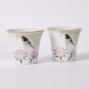 A Pair of Chinese Early 20th Century Famille-Rose Cups Decorated With Birds and Flowers