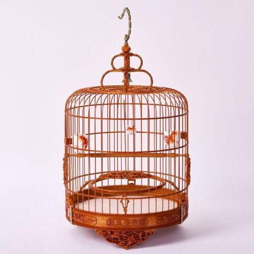 A Chinese Mid-20th Century Bamboo Bird Cage (Jingbin Mark)