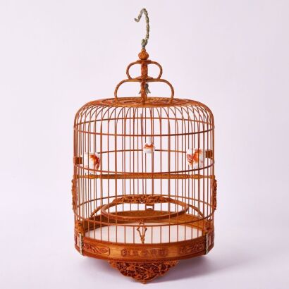 A Chinese Mid-20th Century Bamboo Bird Cage (Jingbin Mark)