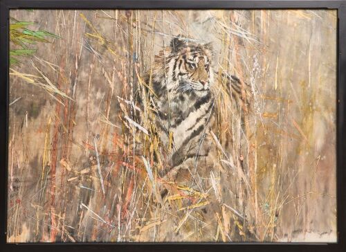 A Chinese Painting of a Tiger (The Passage of Time) ( He Zhong Stamp)