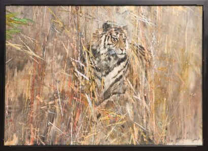 A Chinese Painting of a Tiger (The Passage of Time) ( He Zhong Stamp)