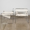 A Pair of White Leather Marcel Breuer Wassily Wassily Armchairs Manufactured by Fasem - 2