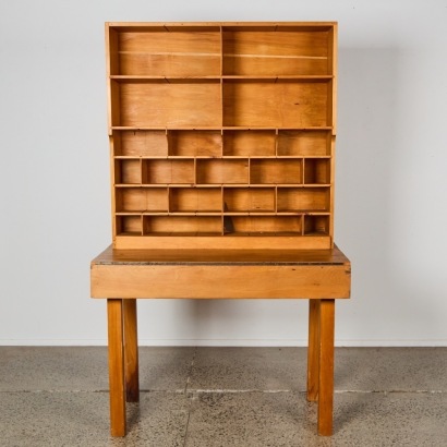 A Vintage Rimu Postal Sorting Shelves
