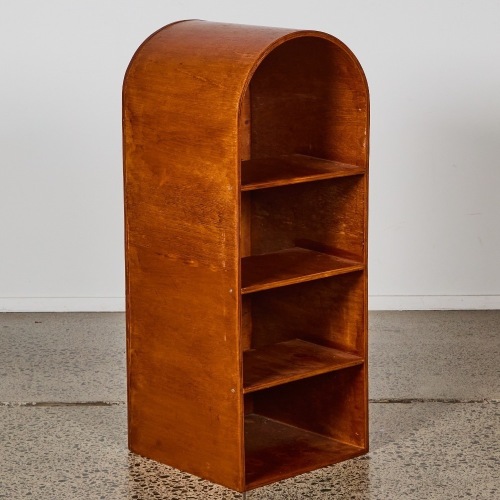 A Curved Wood Shelving Unit