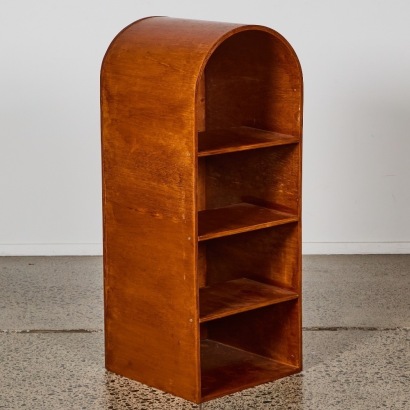 A Curved Wood Shelving Unit