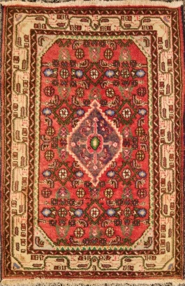 A Vintage Small Hand Knotted Persian Hamadan Carpet