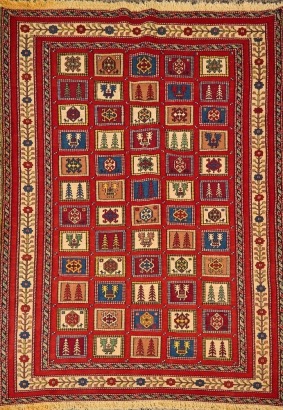 A Vintage Hand-Knotted Wool Sirjan Persian Rug