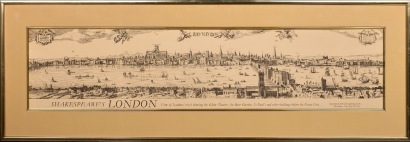 A Shakespeare's London Framed Print, Reproduced from the Engraving by Claes Jan Visscher