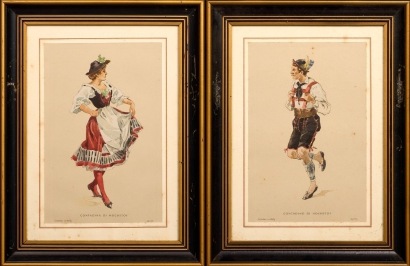 Two Lithographs of Austrian Peasants