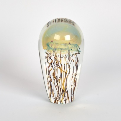 A Richard Satava Art Glass Jellyfish Paperweight