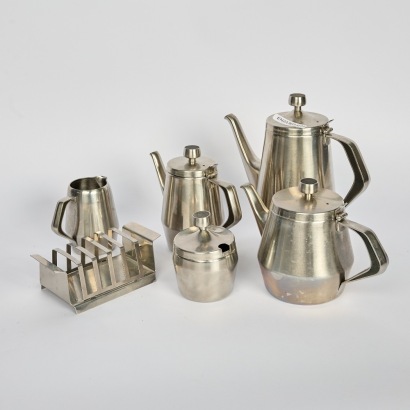 A Mid Century Six Piece Breakfast Stainless