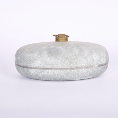 A Vintage Aluminium and Brass Pillow Flask
