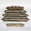 A Collection of Five Brass Scroll Holders