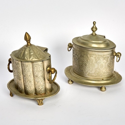 Two Hammered Tea Caddy