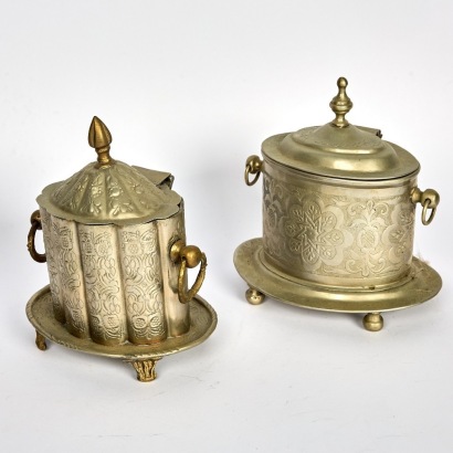 Two Hammered Tea Caddy