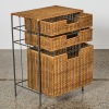 A three drawer Wicker Basket and Metal Framed Storage Chest