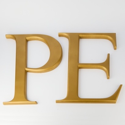 A Pair of Gold Wall Sign "PE" Letters