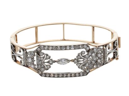 14ct and Platinum Edwardian Diamond Bangle