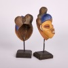 A Pair of Terracotta Clay Punu Head Masks from Gabon, with Stands - 2