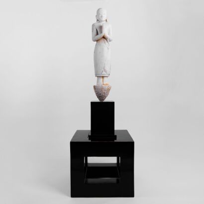 A Burmese 18th Century White Marble Carved Buddha Statue