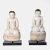 A Pair of Burmese 18th Century White Marble Carved Seated Buddha Statues Carved Buddha Statue