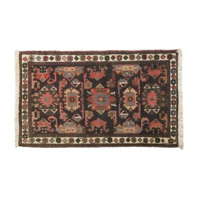 A Small Persian Hamadan Hand Knotted Rug