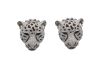 18ct White Gold Onyx and Diamond Leopard Earrings