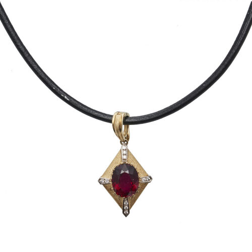 18ct Rubellite Diamond Pendant