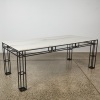 A Leccio Marble Dining Table Designed By Ceci Thompson for Crate and Barrel