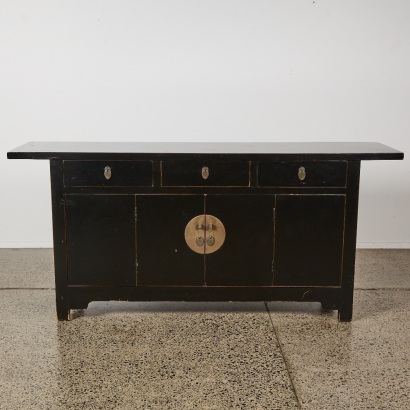 A Black Lacquered Chinese-Style Sideboard